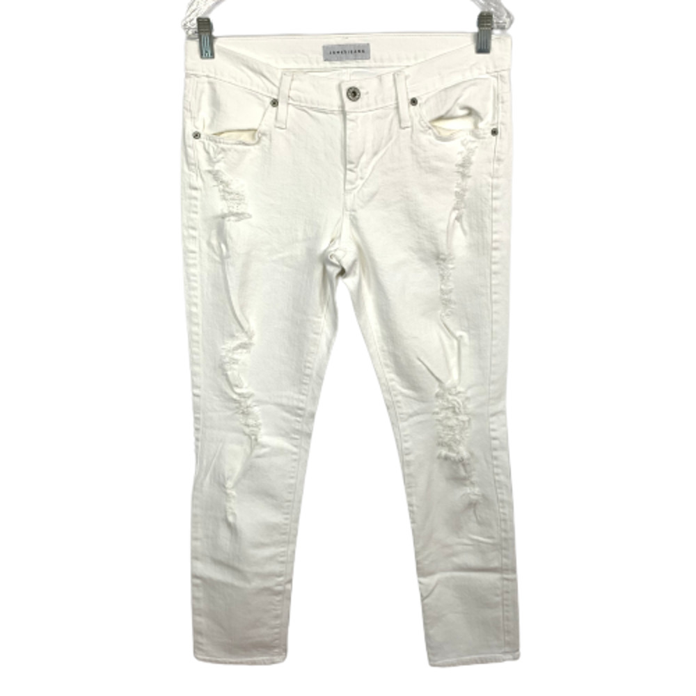 James Jeans Womens Sz 29 Neo Beau White Skinny Denim Cotton Distressed Pockets